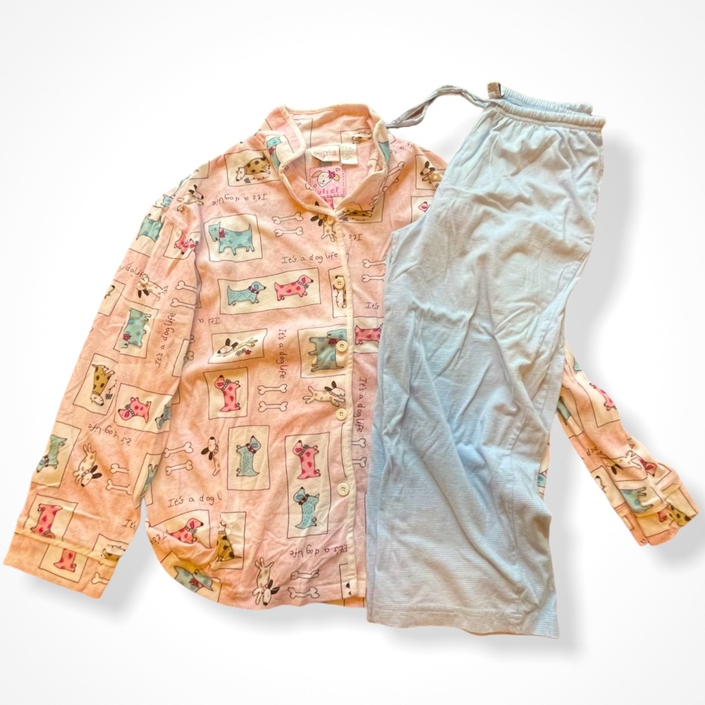 Pajama Set — Adorable Dog Print Top L, Bottom M